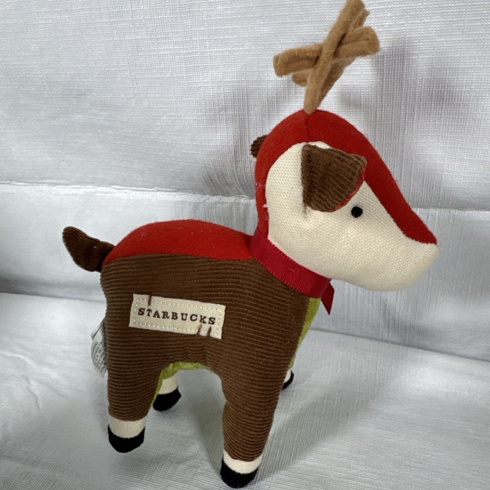 STARBUCKS 8" PLUSH REINDEER ORNAMENT TOY - 2008 ADVERTISING